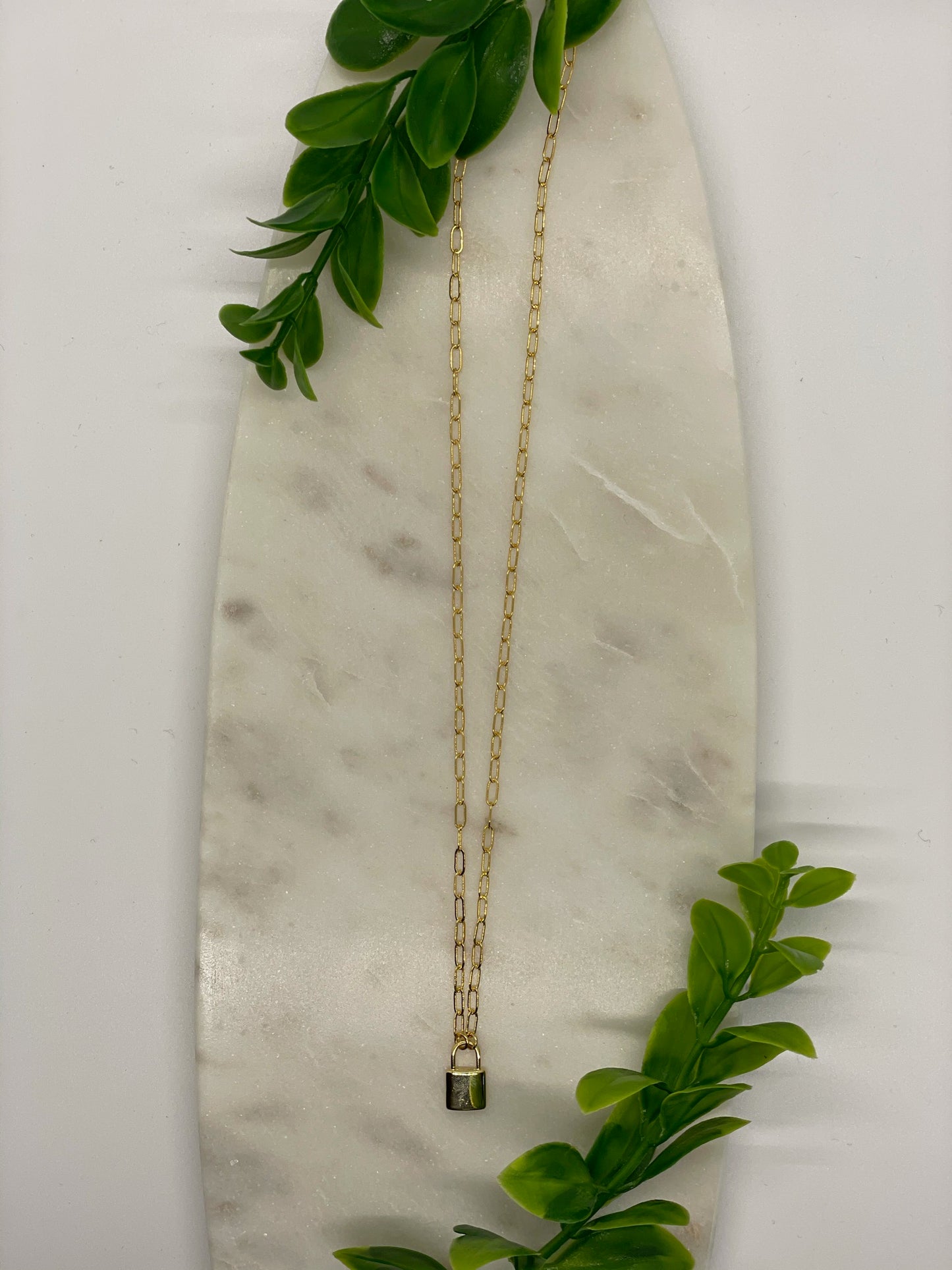 Gold Chain Lock Necklace
