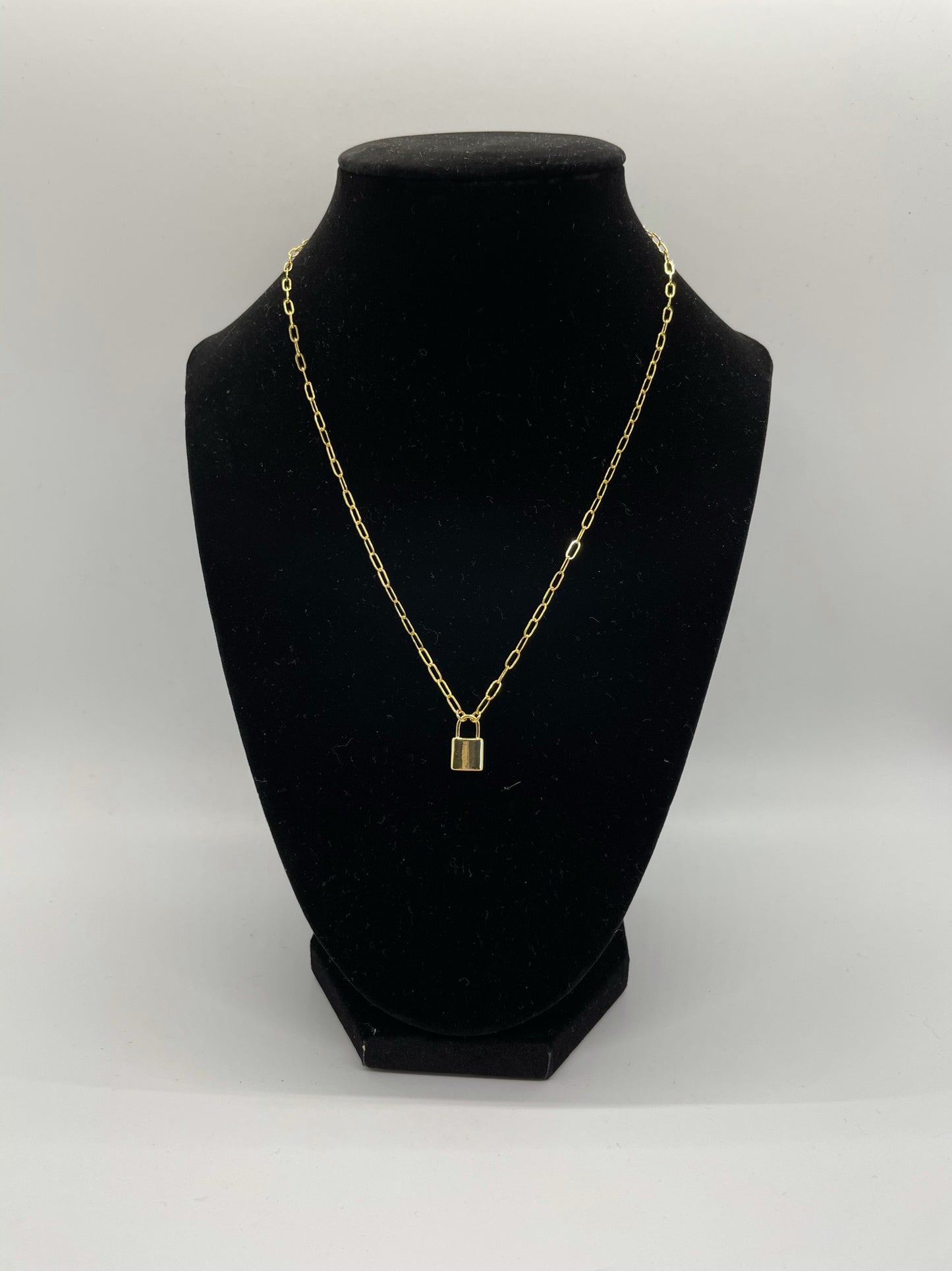 Gold Chain Lock Necklace