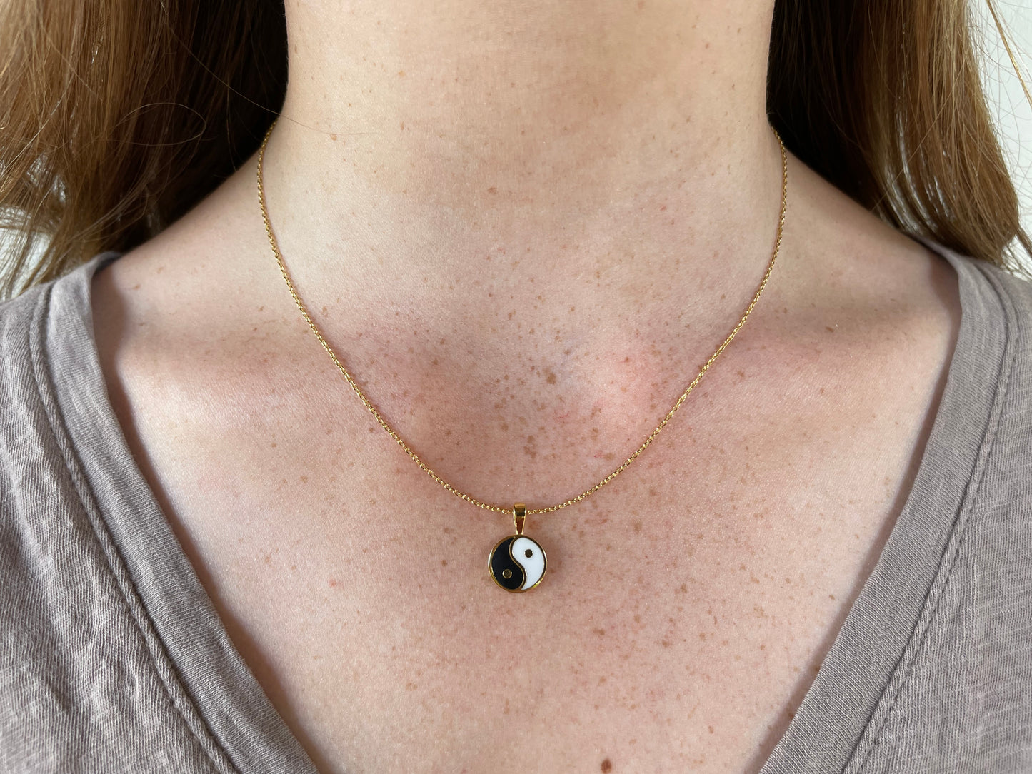 B&W Yin & Yang Pendant Necklace