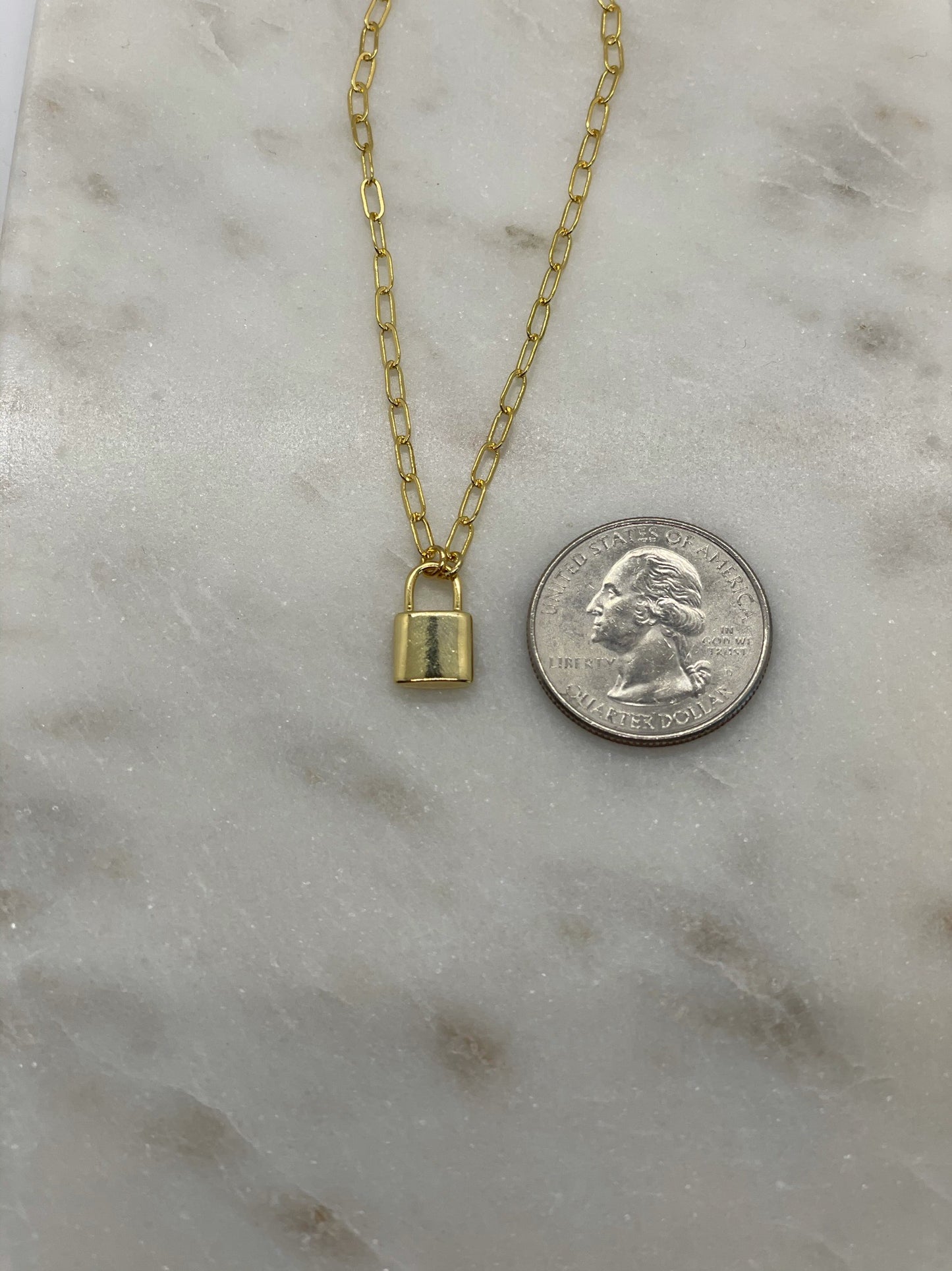 Gold Chain Lock Necklace
